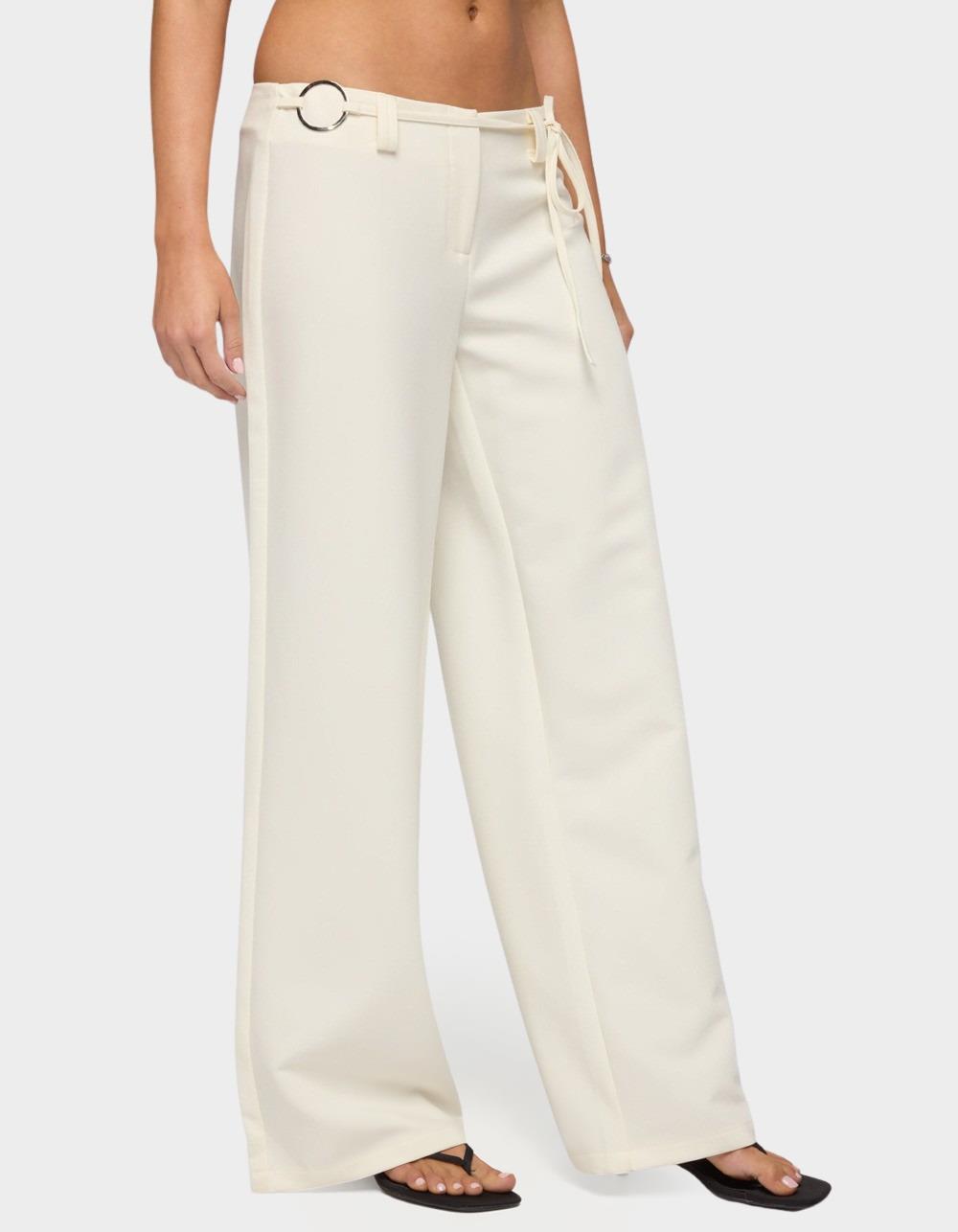 EDIKTED Raphael Tie Belt Pants - WHITE
