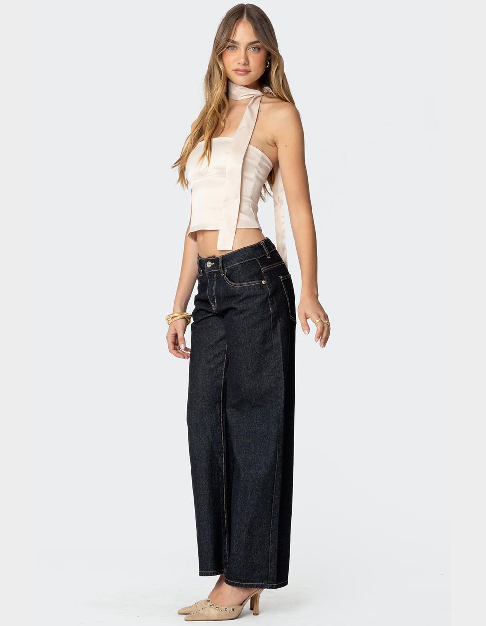 EDIKTED Strapless Two Piece Scarf Top - GOLD