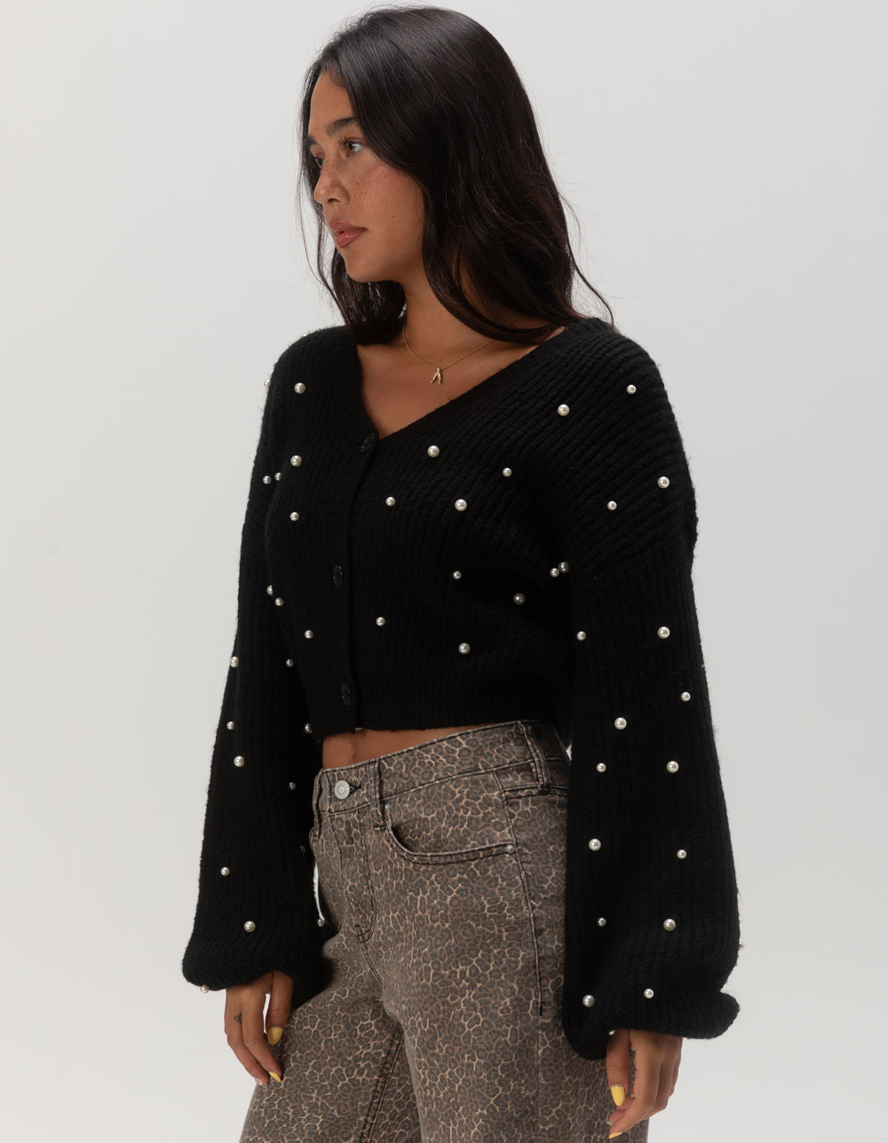 WEST OF MELROSE Pearl Womens Cardigan - BLACK