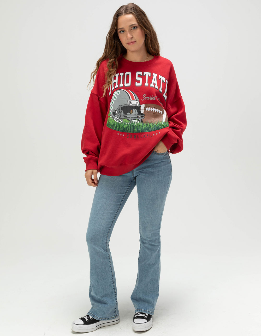 GAMEDAY SOCIAL Ohio State Buckeyes Womens Crewneck Sweatshirt - RED