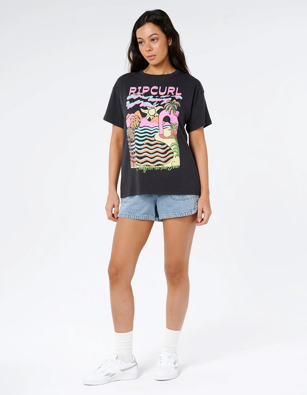 RIP CURL Half Moon Bay Womens Relaxed Tee - BLACK