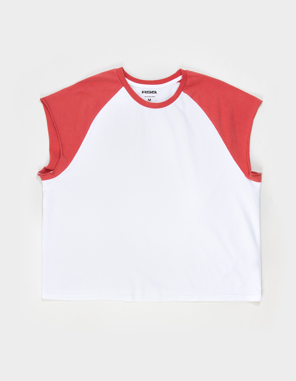 RSQ Mens Cropped Raglan Muscle Tee - RED