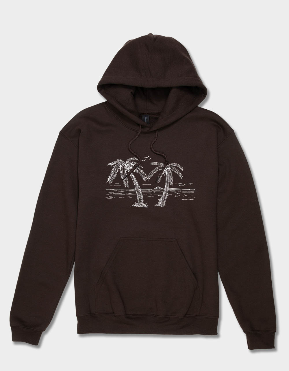 BEACH Palms Outline Unisex Hoodie - CHOCOLATE