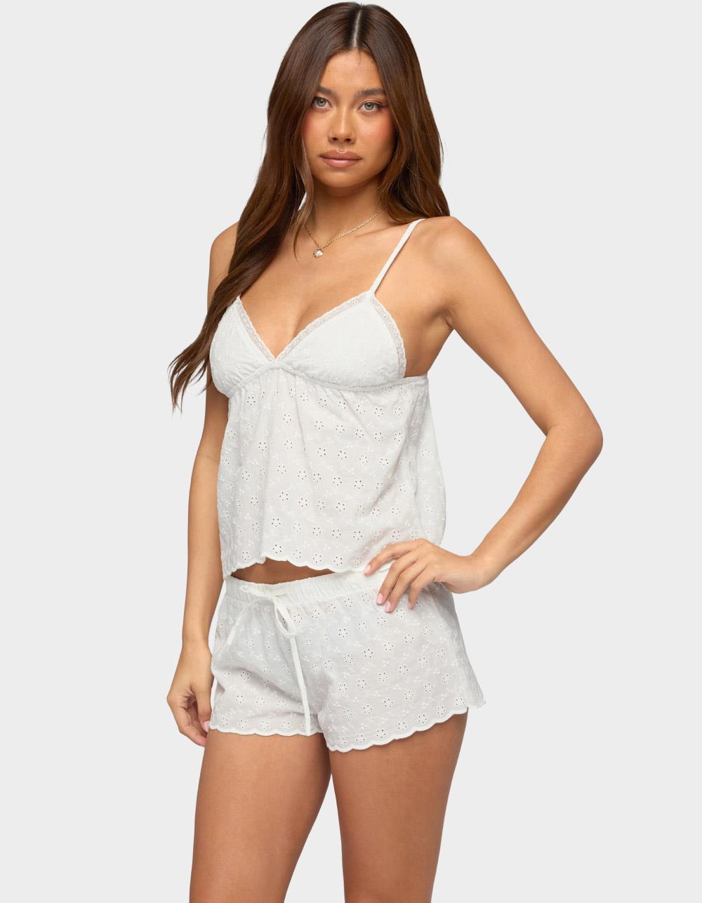 EDIKTED Talula Eyelet Babydoll Top - WHITE