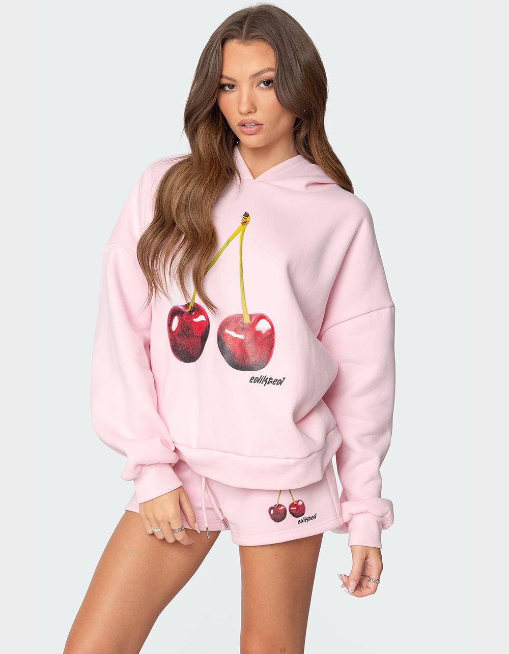 EDIKTED Mon Cheri Hoodie - LIGHT PINK