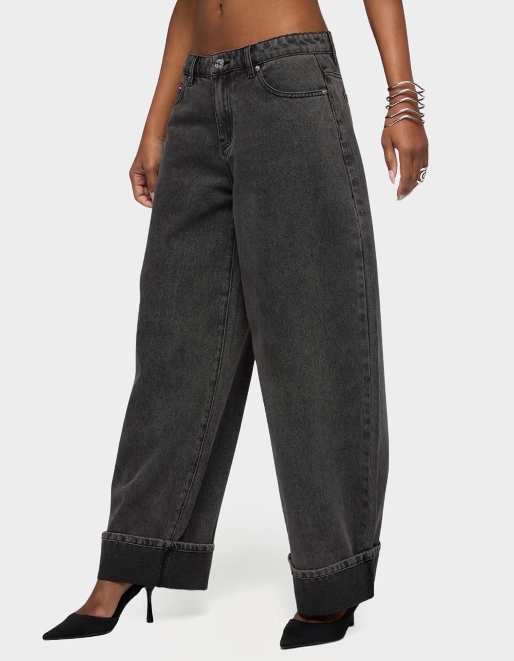 EDIKTED Kella Low Rise Baggy Jeans - BLACK