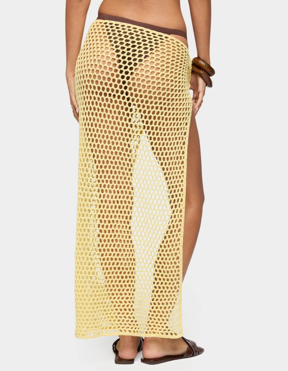 EDIKTED Avigail Crochet Maxi Sarong - YELLOW
