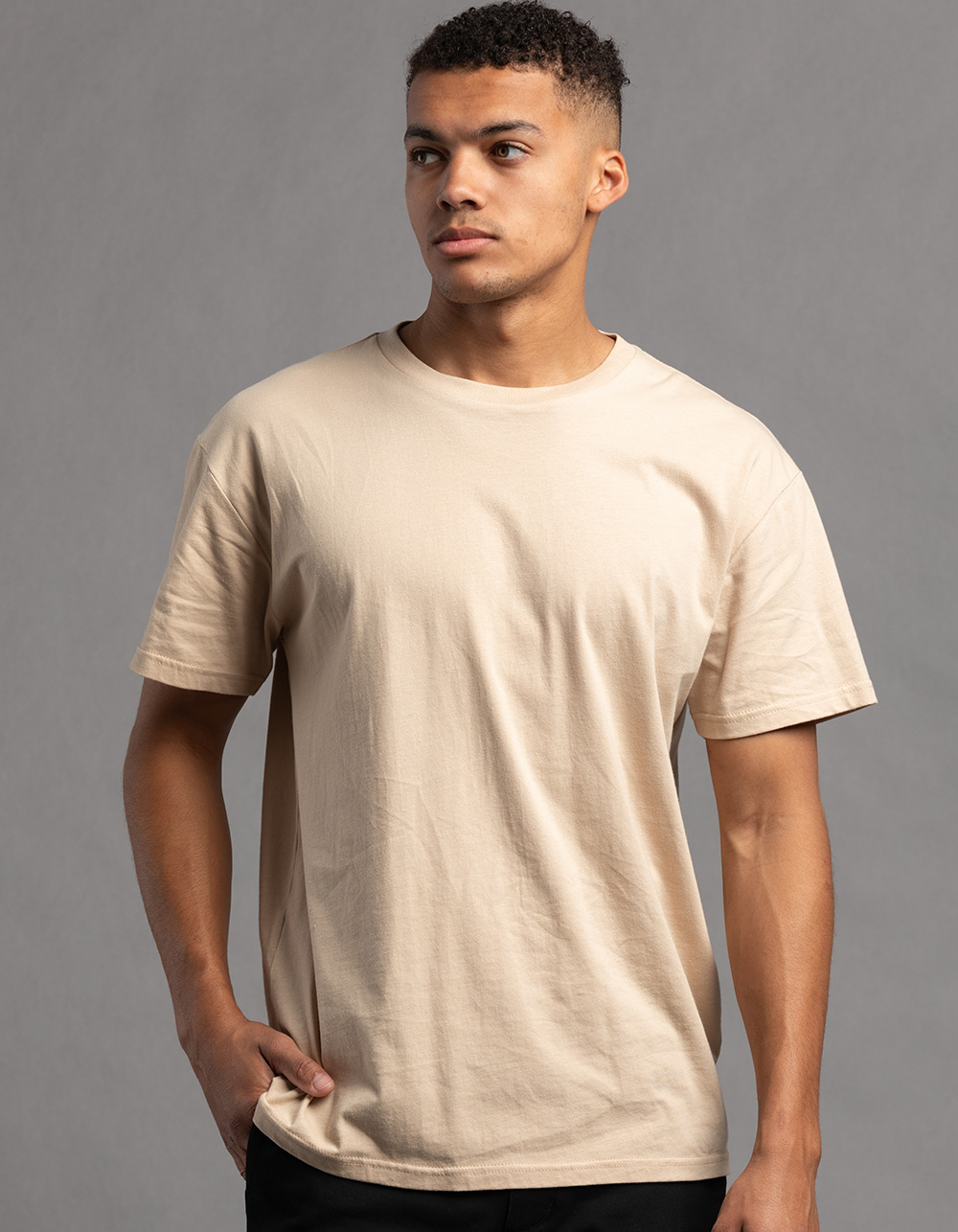 RSQ Mens Oversized Solid Tee - KHAKI