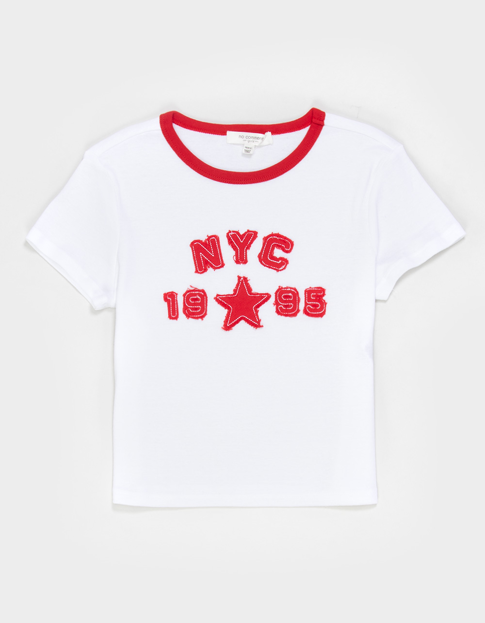 NO COMMENT NY 1995 Patch Girls Tee - WHT/RED