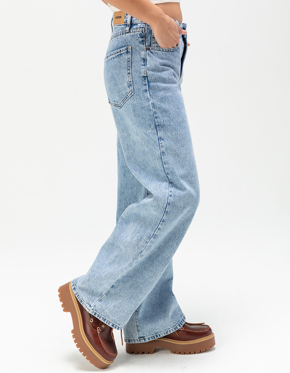 RSQ Womens High Rise Baggy Jeans - LIGHT VINTAGE