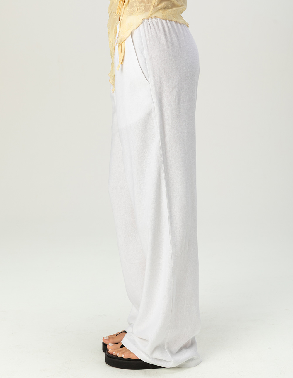 RSQ Womens Low Rise Pull On Linen Pants - OFF WHITE