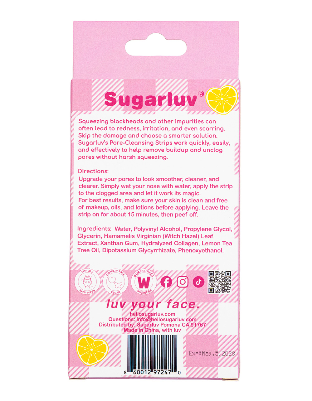 SUGARLUV Pore Cleansing Strips - PINK