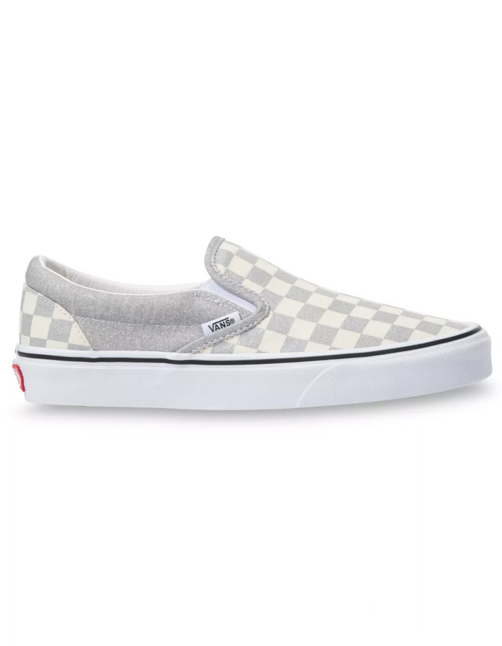 VANS Checkerboard Silver & True White Womens Slip-On Shoes - SILVER ...