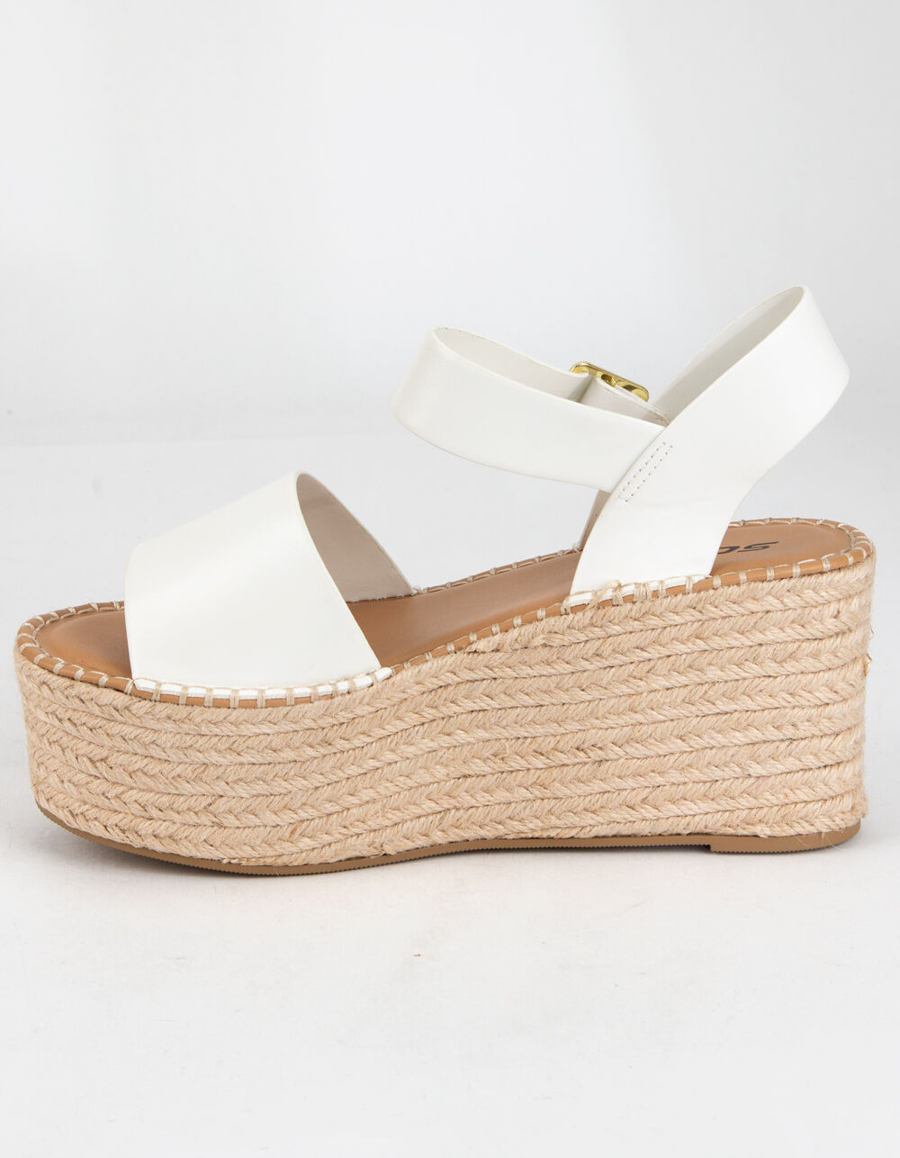 SODA Ankle Strap Womens White Espadrille Heels - WHITE - 377784150