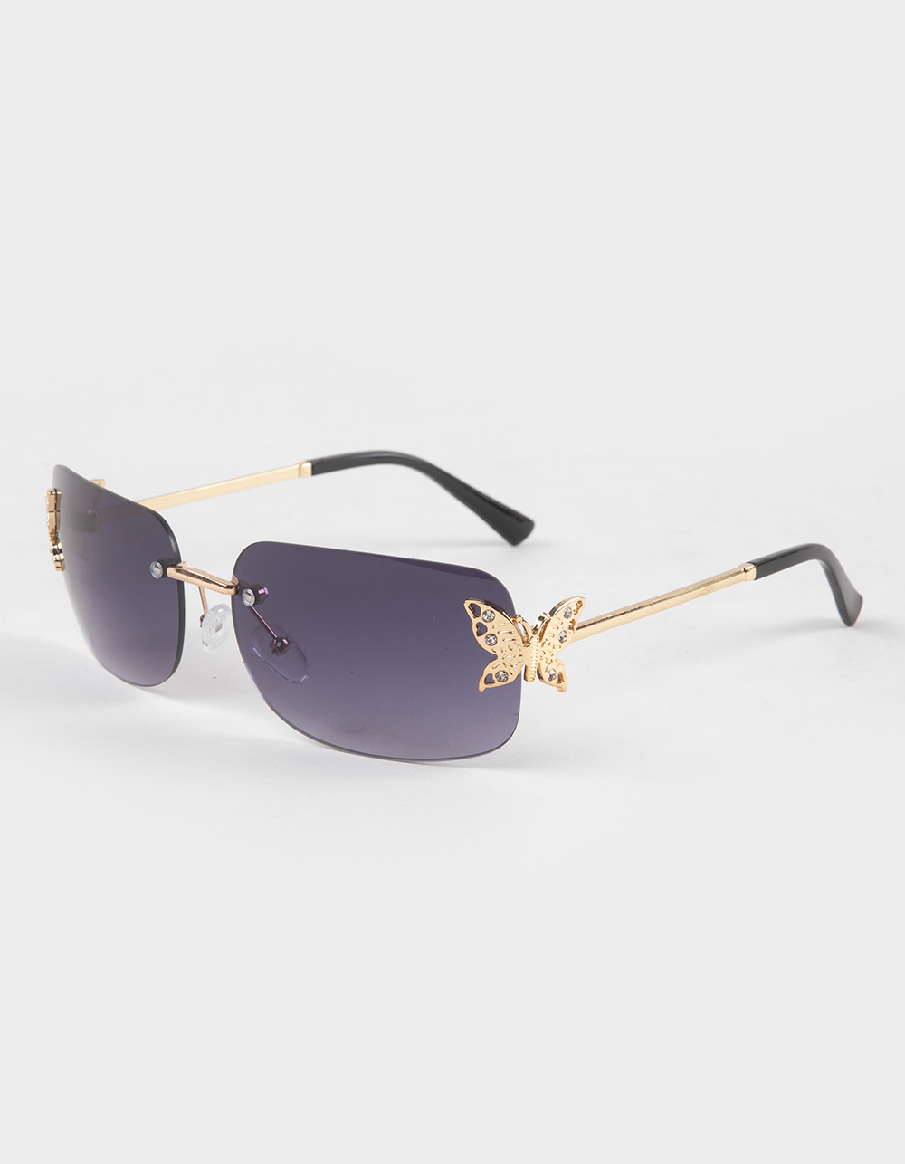 RSQ Square Rimless Metal Butterfly Sunglasses - GOLD