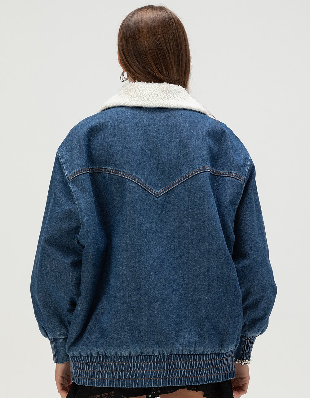 WRANGLER Womens Oversized Bomber Jacket - MEDIUM INDIGO