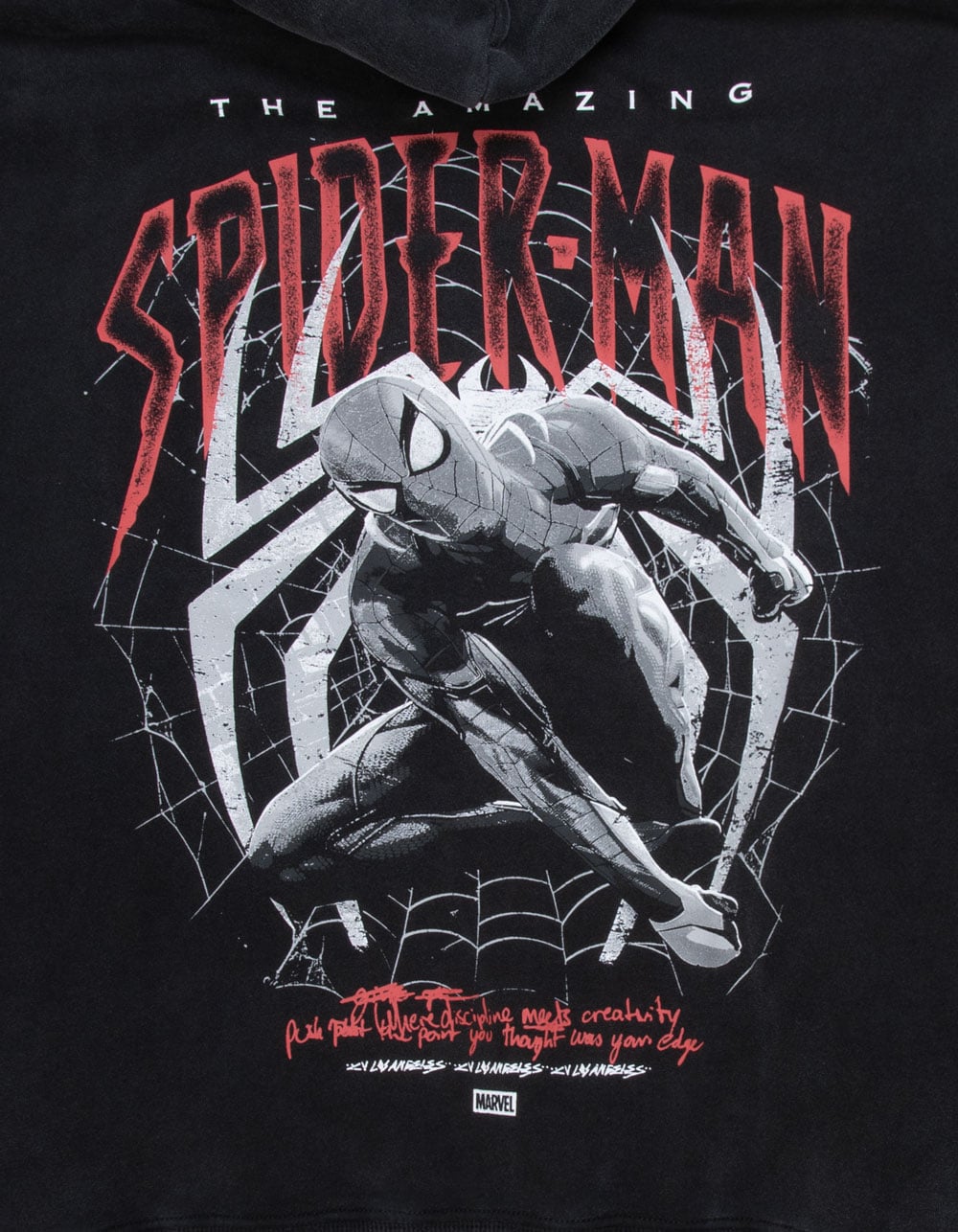 CVLA x Marvel Spider-Man Silent Swing Mens Cropped Hoodie - WASHED BLACK