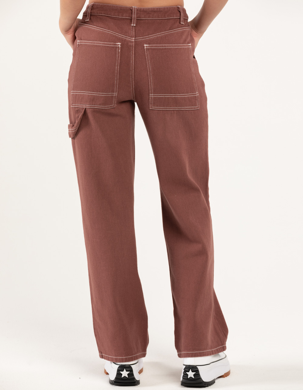 RSQ Womens High Rise Relax Carpenter Pants - BROWN
