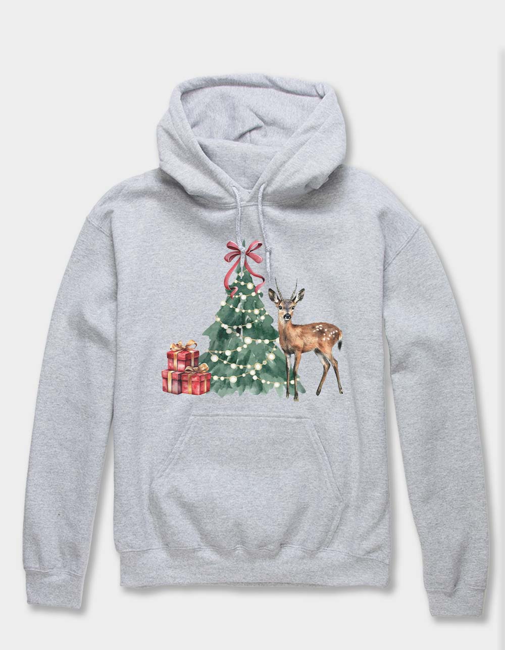 TREE Deer Visitor Unisex Hoodie - HEATHER GRAY