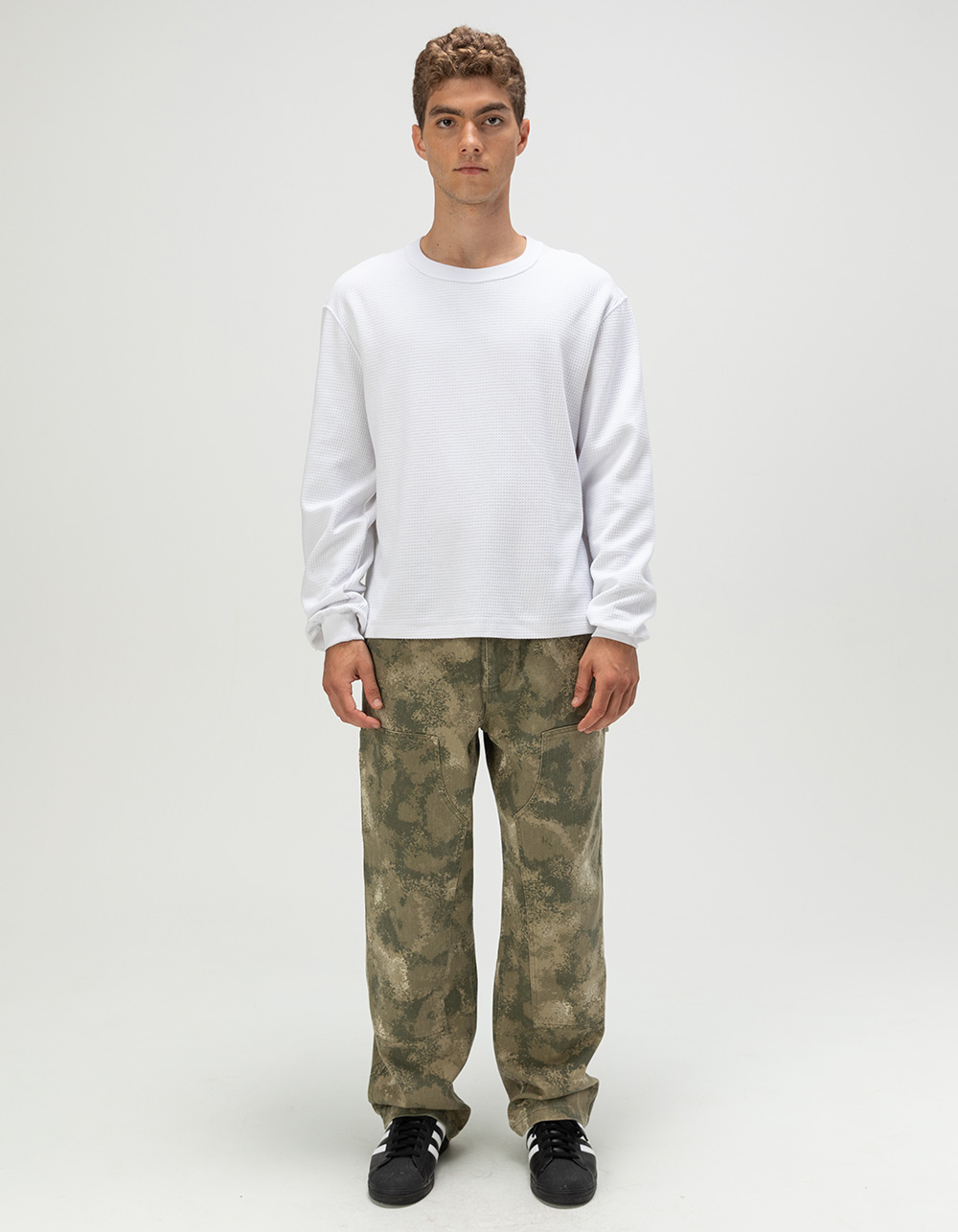 RSQ Mens Washed Boxy Thermal - WHITE