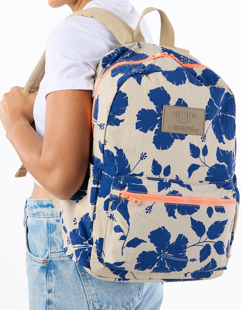ALOHA COLLECTION Salina Tiny Stripe Keep It Light Backpack - NAVY COMBO