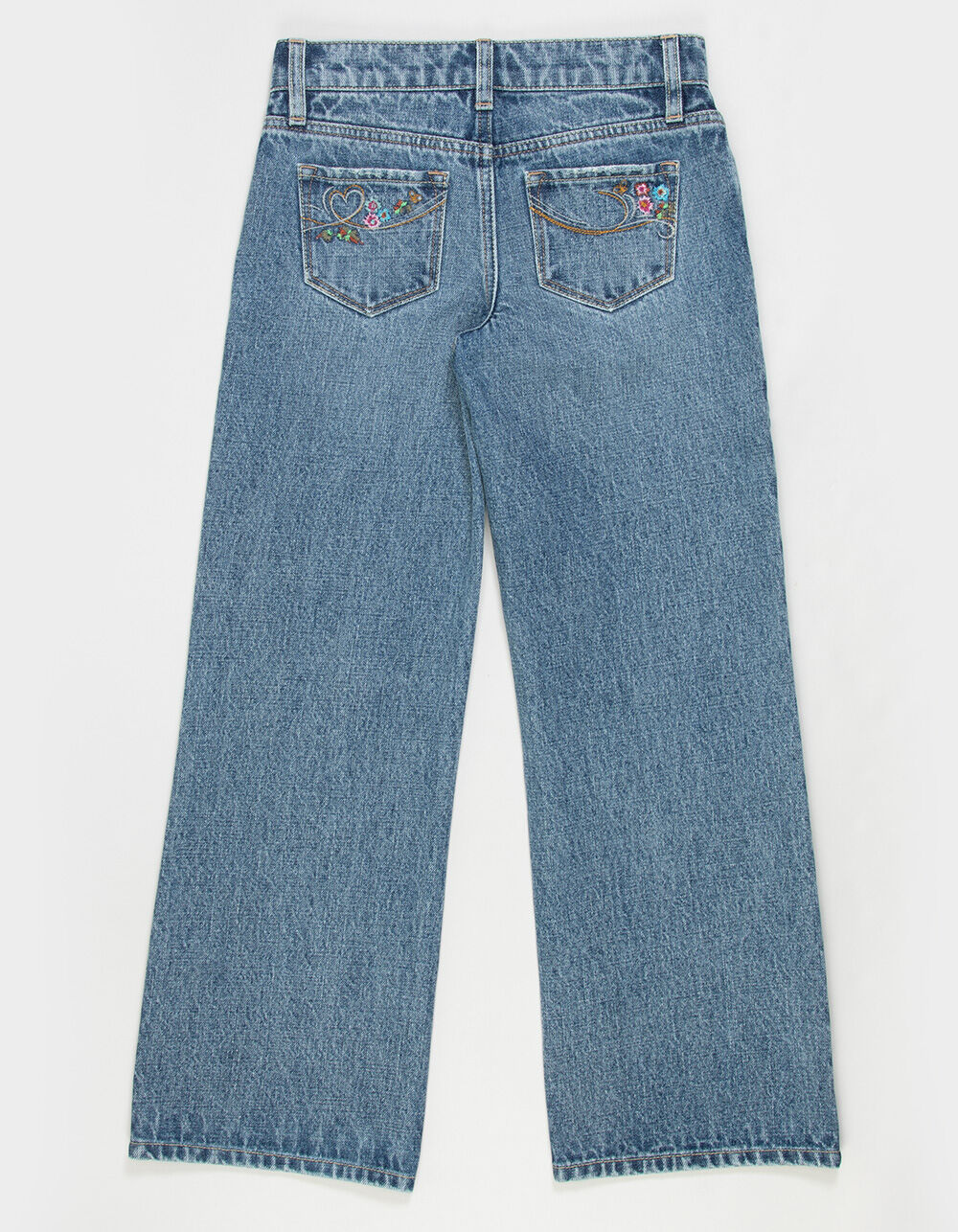 RSQ Girls Low Rise Embroidered Pocket Wide Leg Jeans - Dark Wash