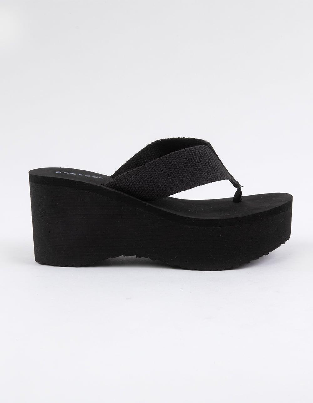 BAMBOO Poolside Womens Wedge Sandals - BLACK