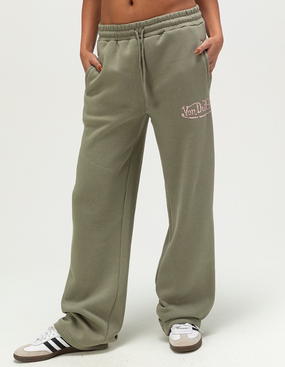 VON DUTCH Womens Sweatpants - OLIVE