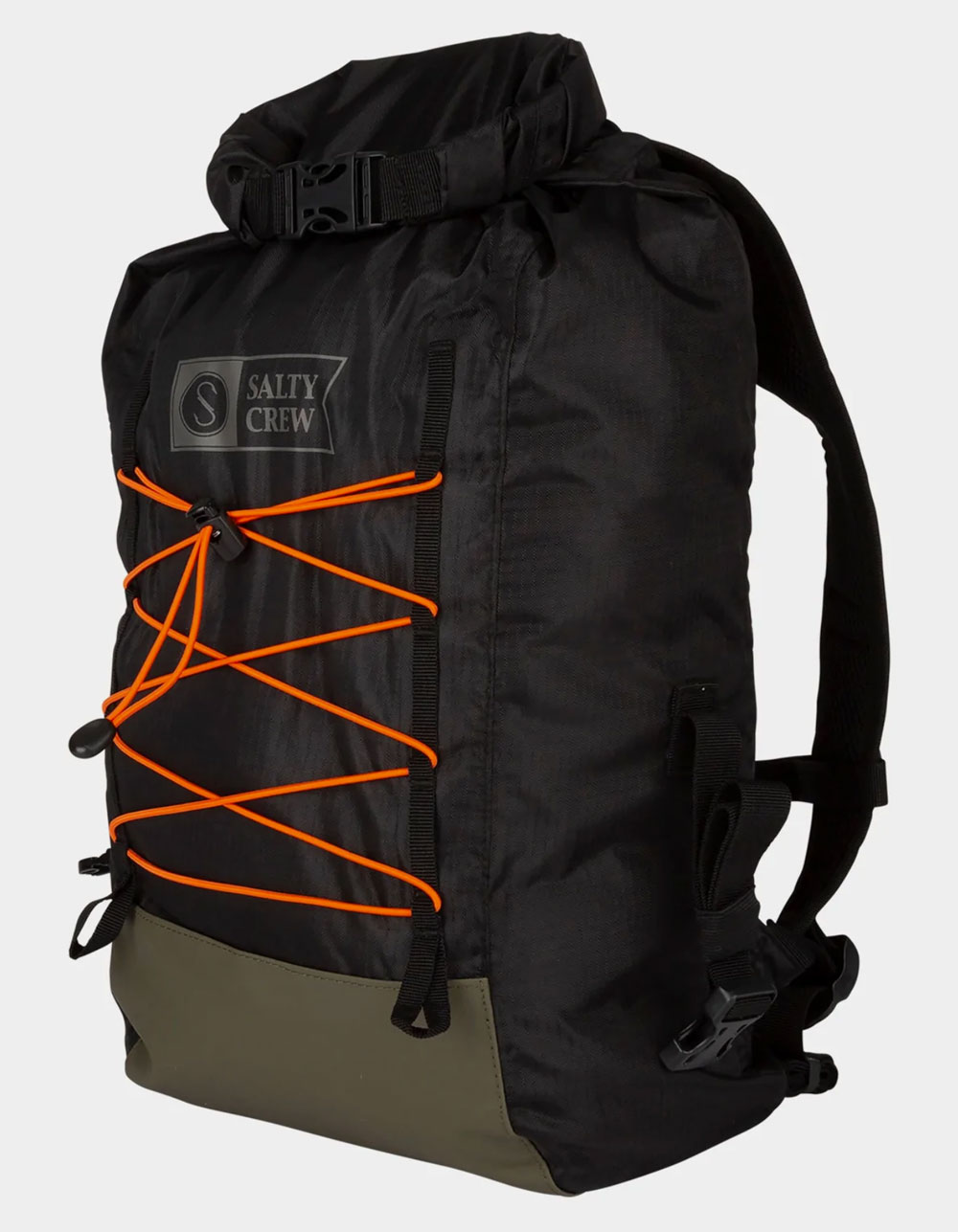 SALTY CREW Thrill Seeker Black Roll Top Backpack - BLACK