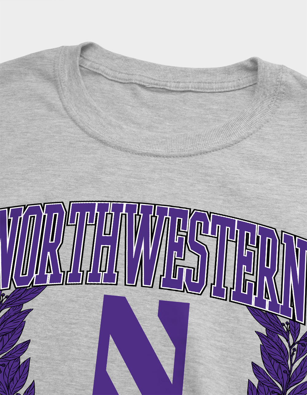 NORTHWESTERN UNIVERSITY Laurels Dark Mens Tee - HEATHER GRAY