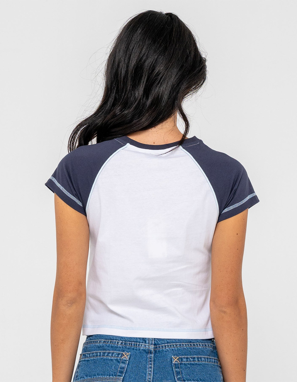 RUSTY Archived Womens Raglan Baby Tee - WHITE