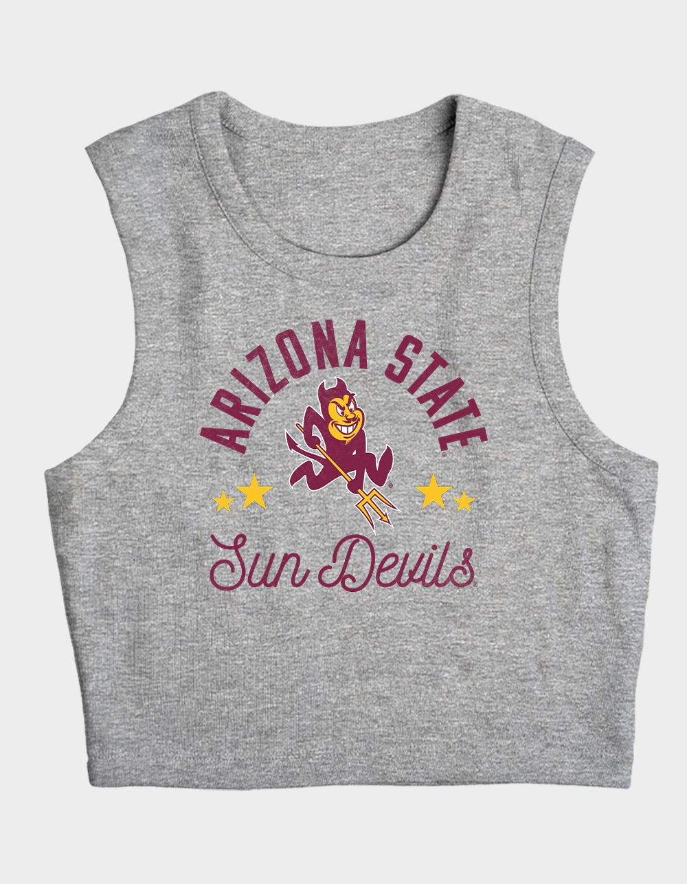 ARIZONA STATE UNIVERSITY Mascot Womens Cropped Tank Top - HEATHER GRAY