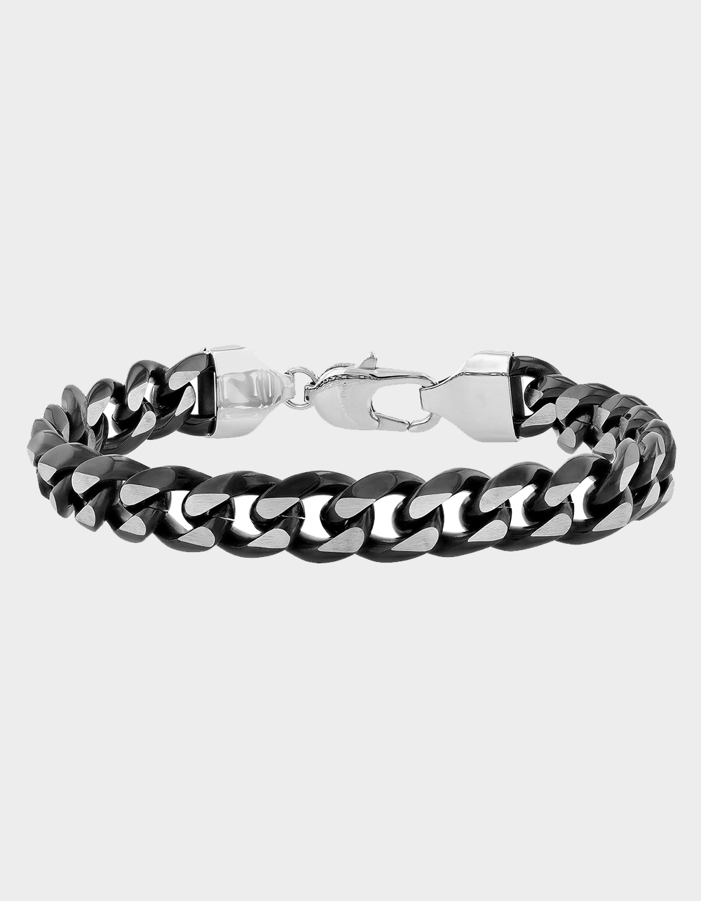 STEEL NATION Stainless Steel With Black IP Beveled Curb Link Bracelet - BLACK