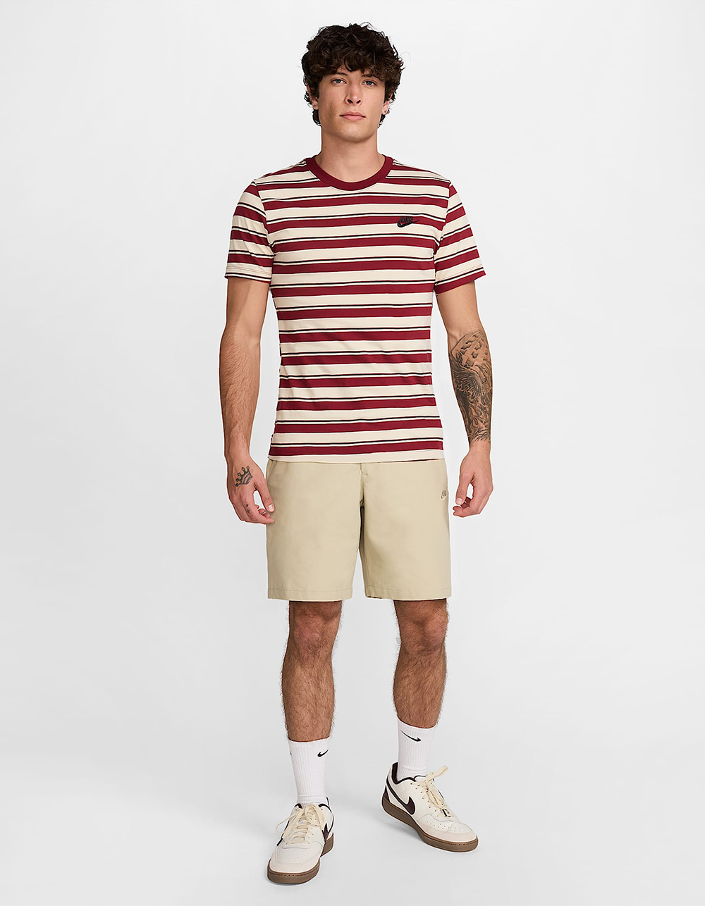 NIKE Club Mens Stripe Tee - MAROON