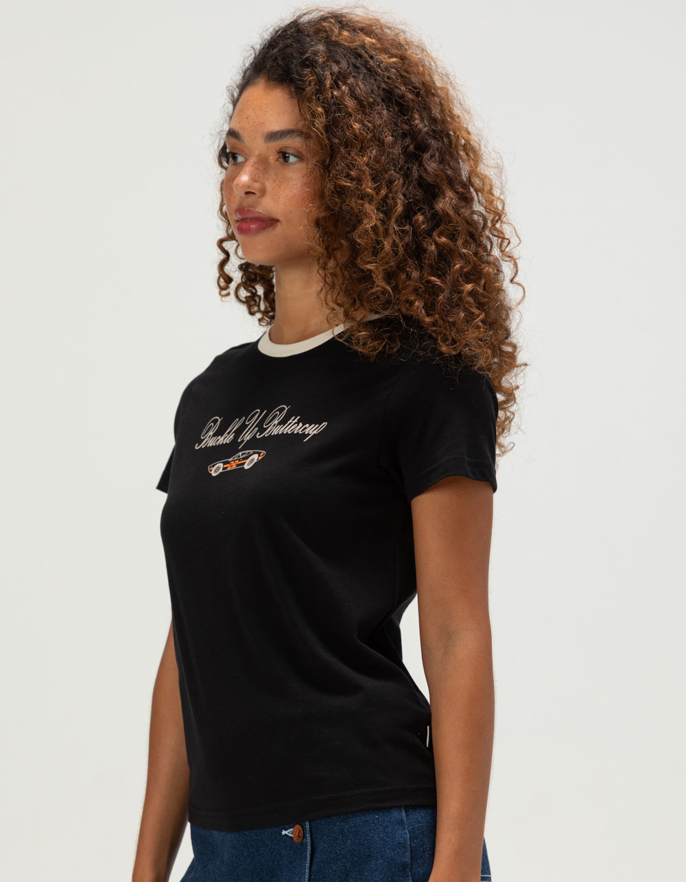 BRIXTON Buckle Up Womens Fitted Tee - BLK/WHT