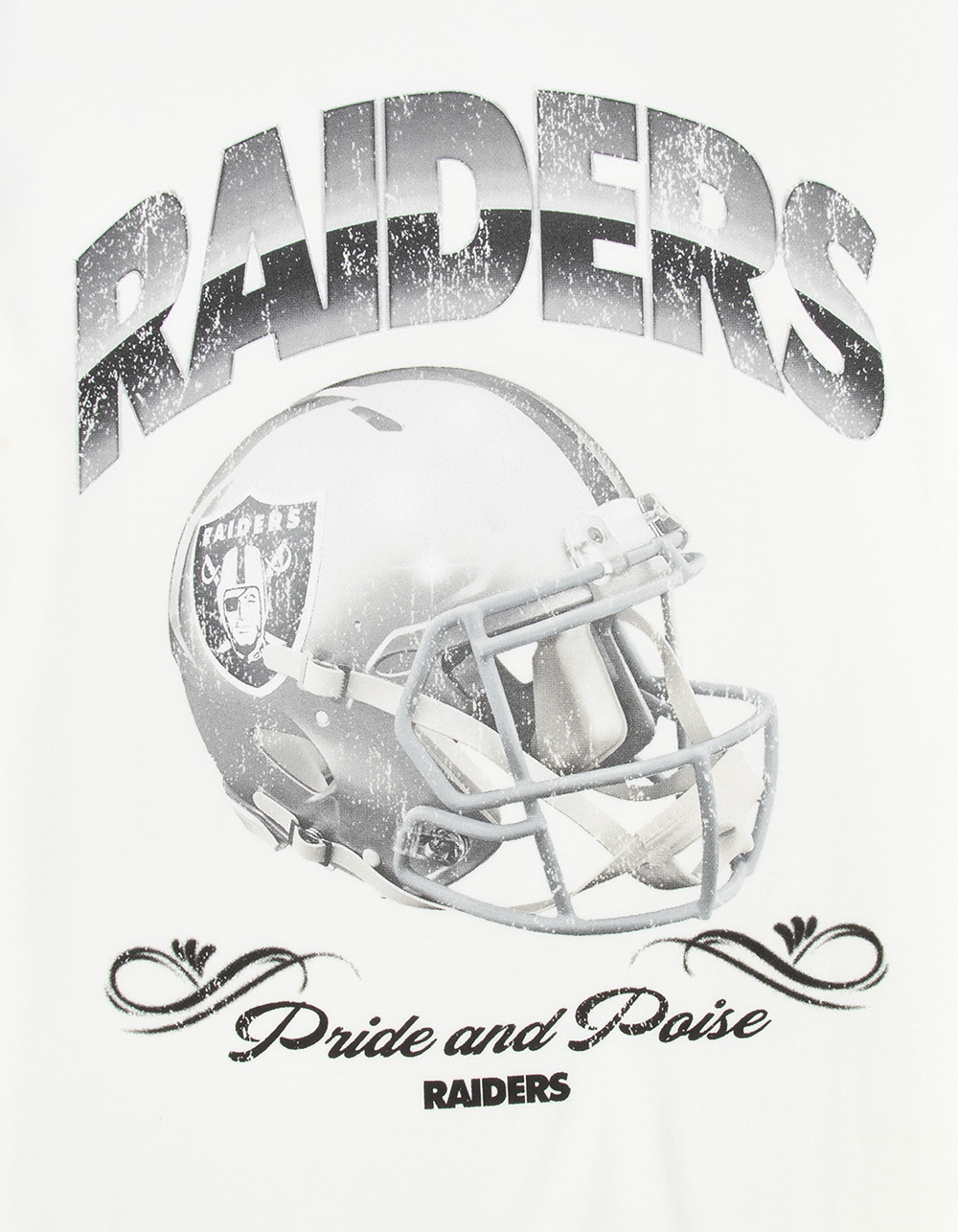 THE WILD COLLECTIVE Las Vegas Raiders Helmet Mens Boxy Tee - CREAM