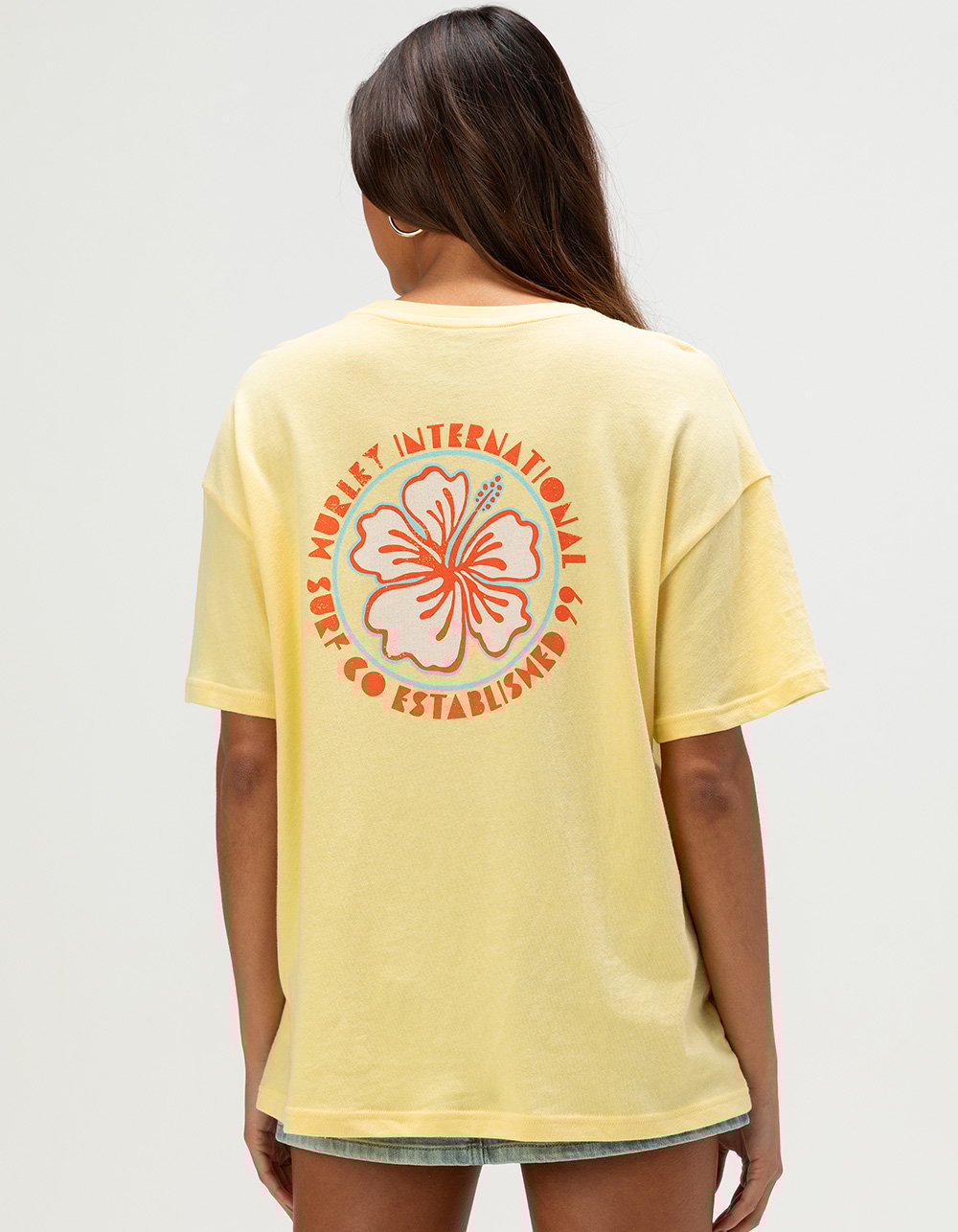 HURLEY Hibiscus Womens Boyfriend Tee - YELLOW