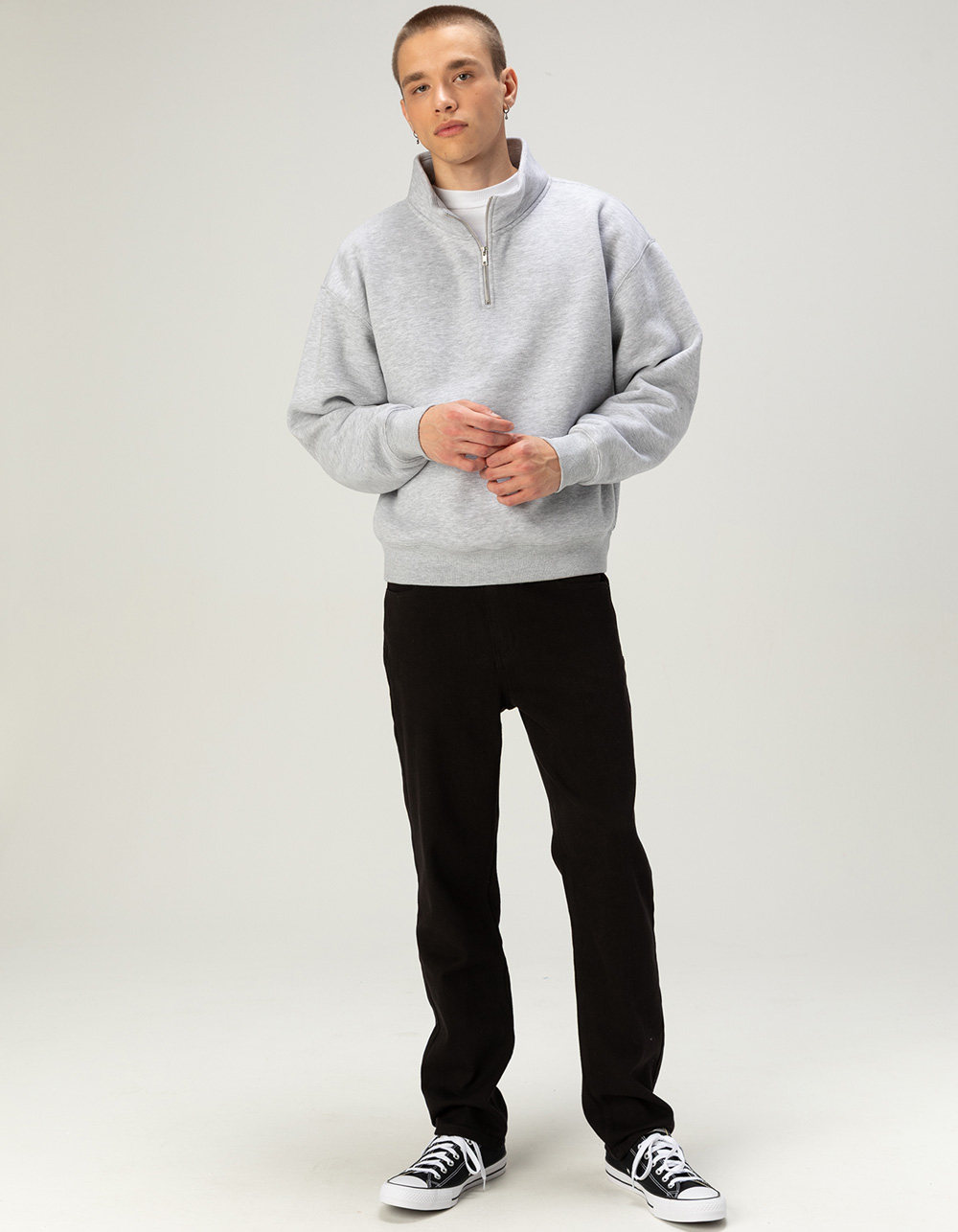 RSQ Mens Quarter Zip Oversized Sweatshirt - HEATHER GRAY