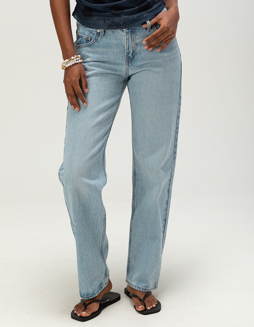 LEVI'S Premium Low Womens Straight Jeans - Blasted Stone Clean LT BLAST