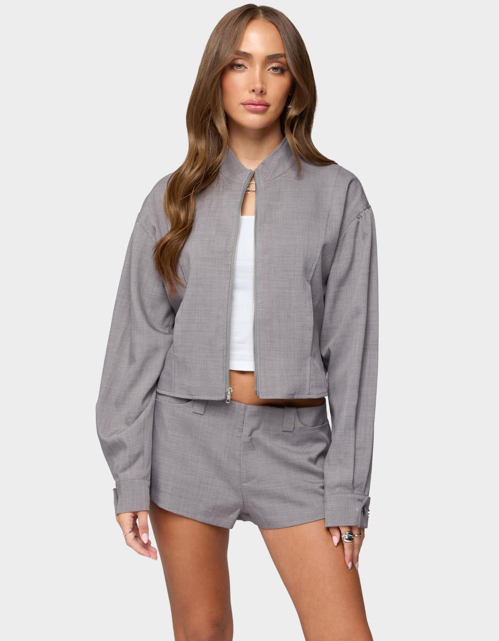 EDIKTED Roshelle High Neck Jacket - GRAY