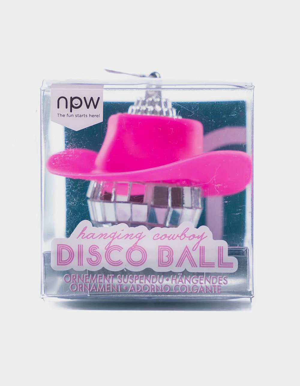 Hanging Cowboy Disco Ball Car Ornament - SILVER/PINK