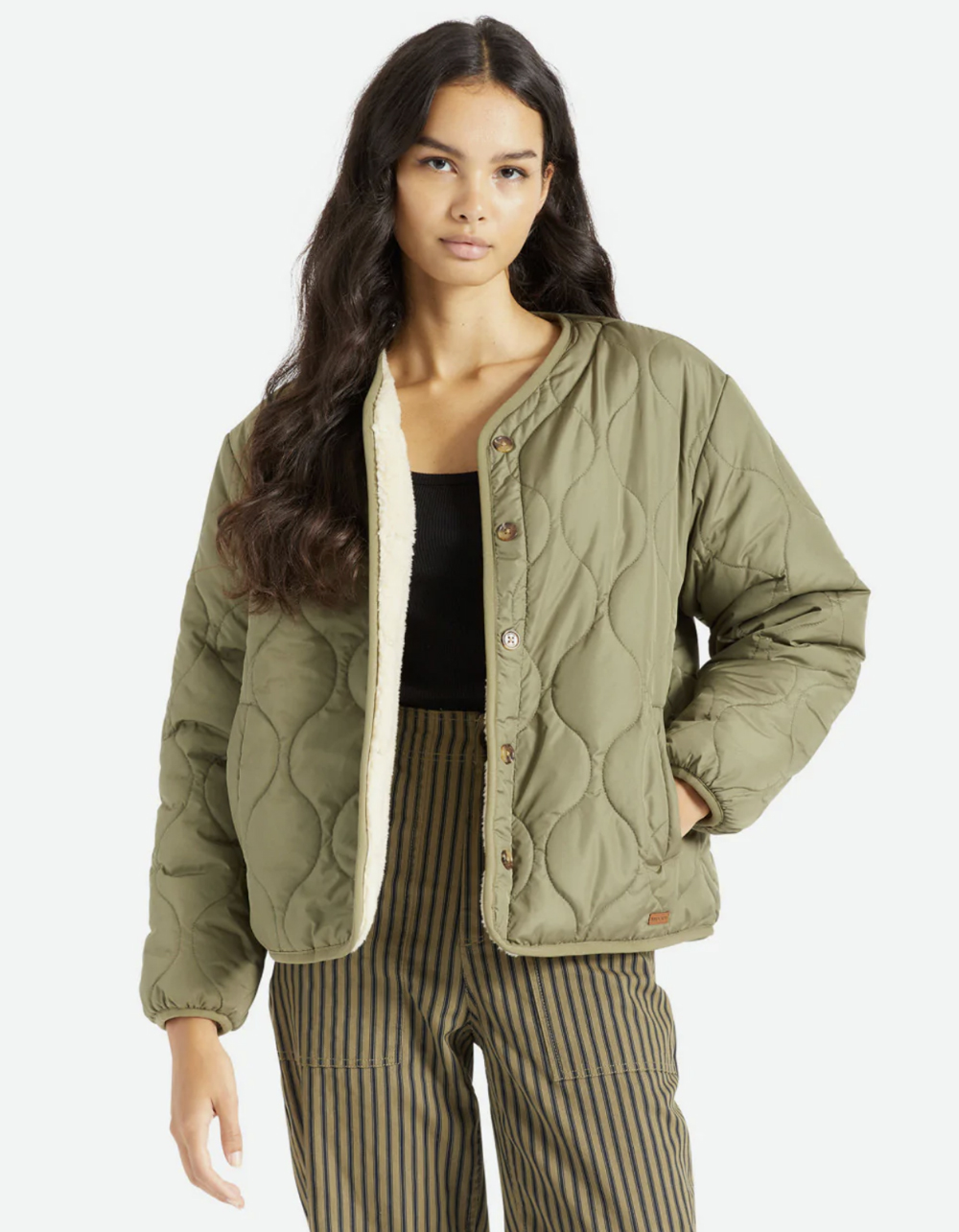 BRIXTON Sherpa Padded Reversible Womens Jacket - OLIVE | Tillys
