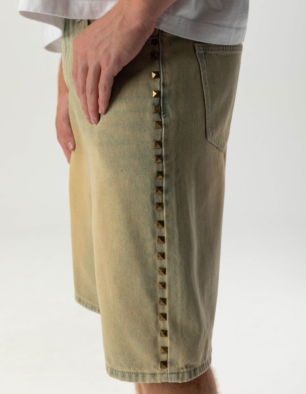 RSQ Mens Baggy Studded Jorts - BLAST INDIGO