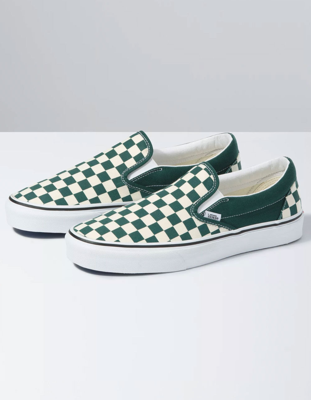 VANS Checkerboard Classic Slip-On Bistro Green & True White Shoes ...