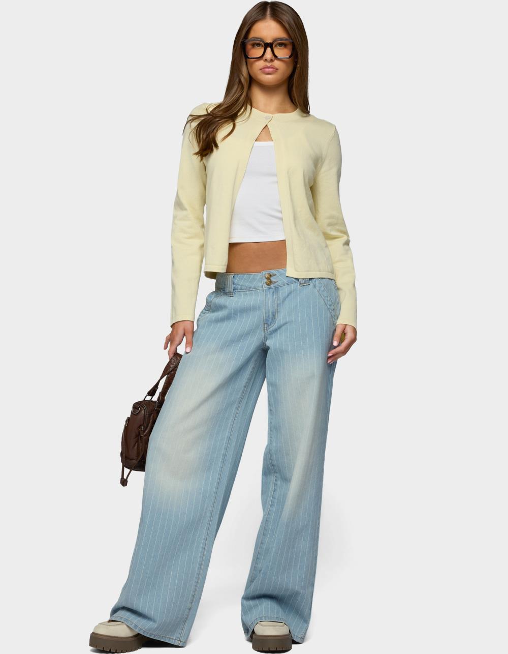 EDIKTED Jenie Split Front Knit Cardigan - YELLOW