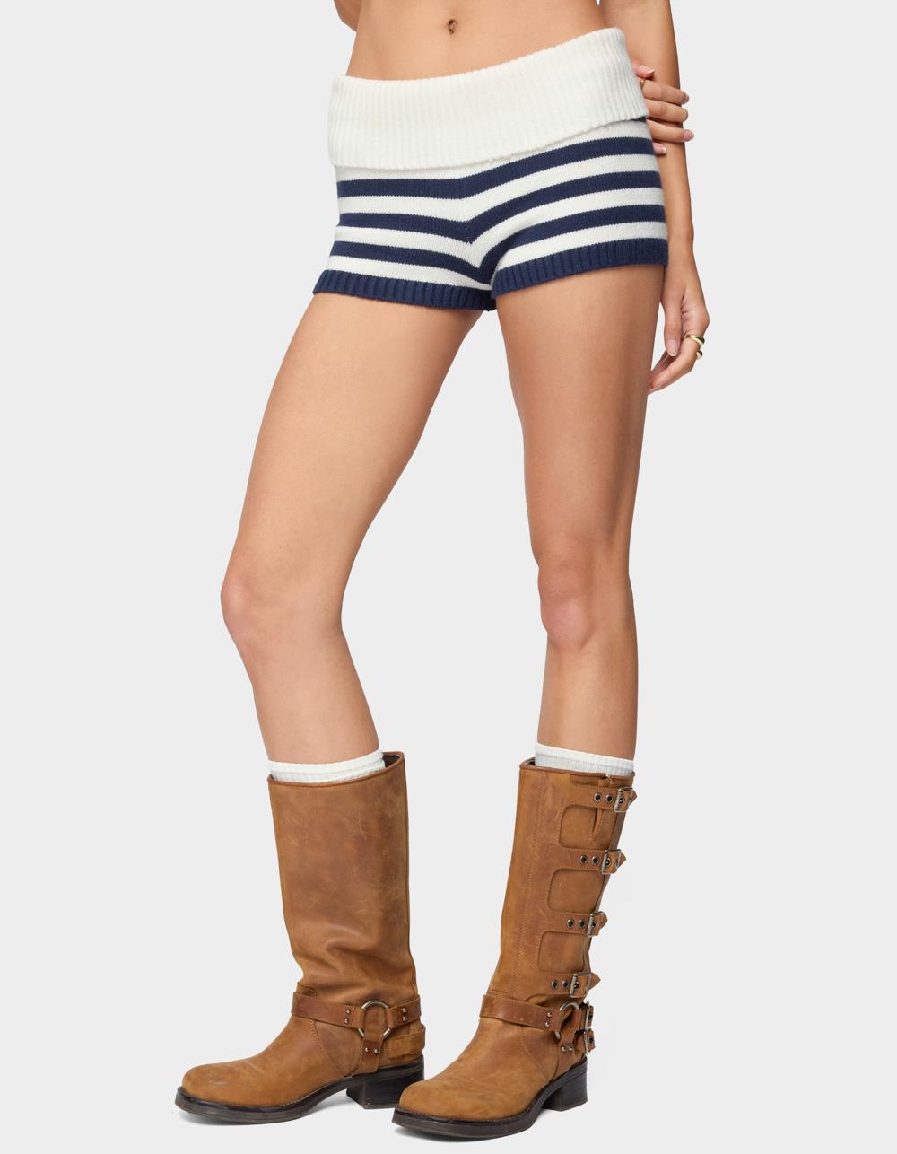 EDIKTED Saphi Striped Foldover Knit Shorts