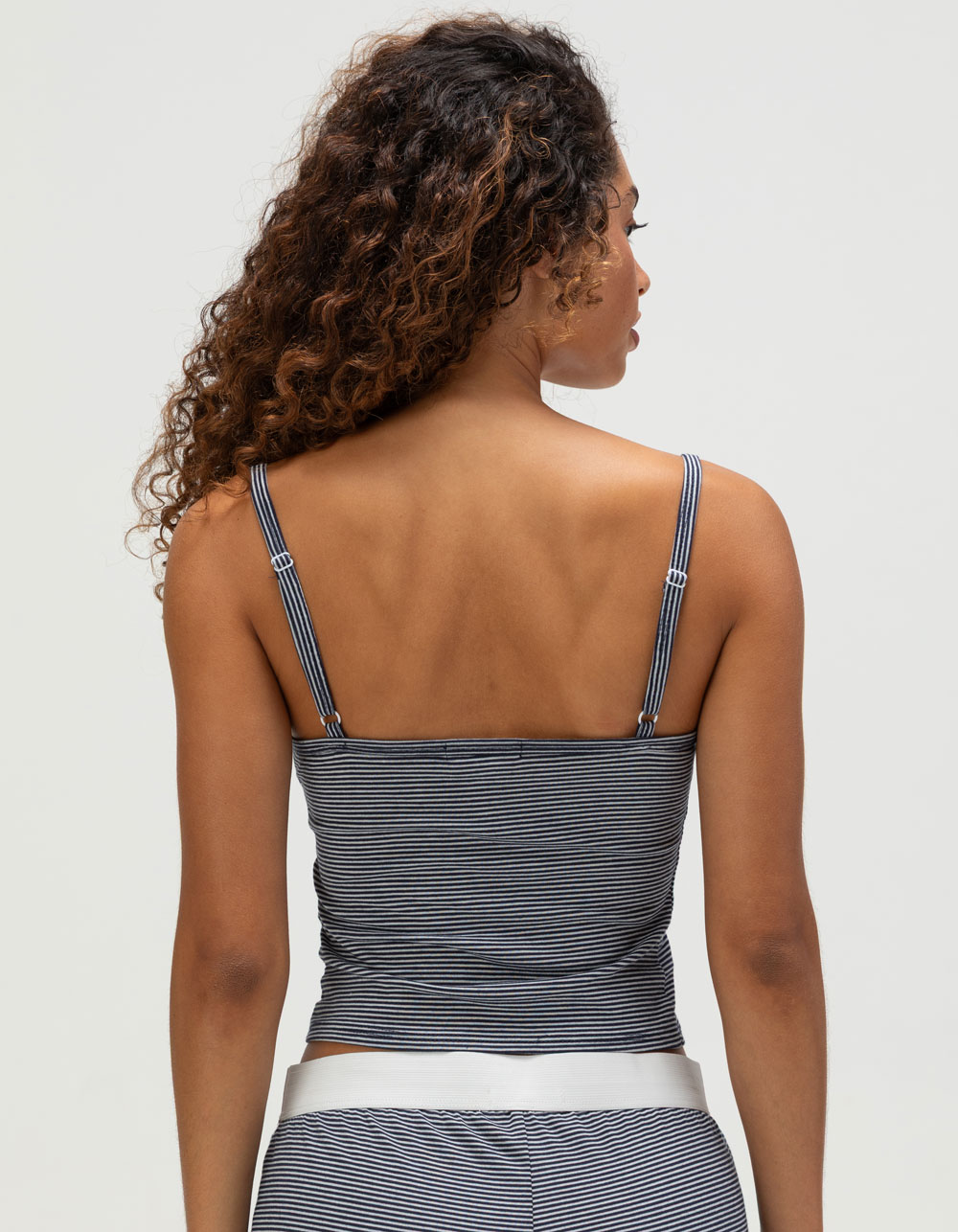FULL TILT Stripe Button Womens Cami - NAVY COMBO