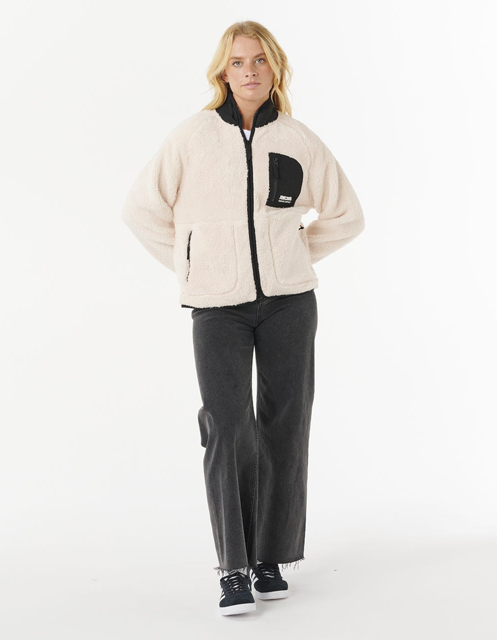 RIP CURL Shore Break Womens Polar Fleece Jacket - Cream Combo