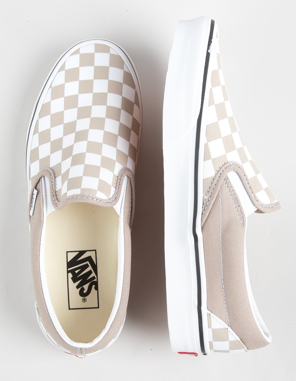 VANS Classic Checkerboard Womens Slip-On Shoes - MUSHROOM