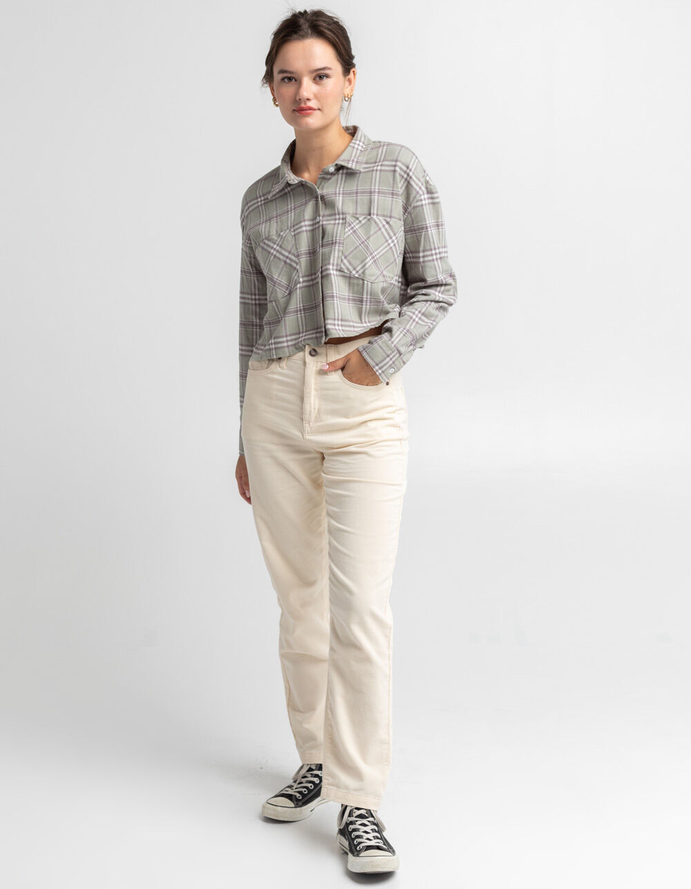 RSQ 90s Womens Corduroy Pants - ECRU